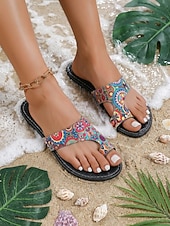 abordables Zapatos de mujer-Sandalias de playa para mujer con motivo del 250.º aniversario de EE. UU.: blancas y azules, con estampado de estrellas patrióticas, ideales para el 4 de julio y las vacaciones. &amp; playa