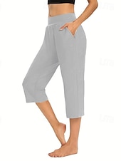  Mulheres calções capri chinês Férias Roupa de rua Casual Comprimento da panturrilha Cintura Média Tecido Bolsos Cintura elástica Confortável Respirável Com Stretch Diário Ao ar livre Streetwear Vinho