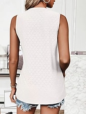 economico Top e canotte da donna-Per donna Maglietta Canotta Patchwork Traforato Tinta unica Moda Elegante Classico Senza Maniche Girocollo Top lunghi Quotidiano Uscire Weekend Bianco Rosa Vino Azzurro cielo Estate Primavera