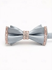 זול חתונה ACC-פפיון פוליאסטר לגברים - אפשרויות צבעוניות, עיטורי אבני חן, גודל מתכוונן, מושלם לחתונות ומסיבות