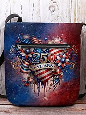  Damen-Umhängetasche aus beflocktem Polyester mit verstellbarem Riemen, patriotisches Design zum 250. Jahrestag und Unabhängigkeitstag, perfekt für den Alltag und amerikanische Feierlichkeiten