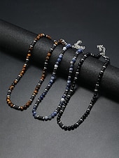 levne Dovolená příslušenství-Pánský náhrdelník s přírodními kameny v bohémském stylu, vícebarevný, ideální pro každodenní nošení i dovolenou u moře