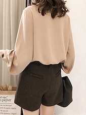 abordables Blusas y camisas-Mujer Camisa Blusa Tops de gasa Frunce Plano Activo Elegante Manga Larga Cuello Barco Tops regulares Diario Ropa de calle Festivos Amarillo Verde Trébol Albaricoque Verano Primavera