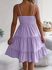 cheap Plain Dress-Women's Knee Length Dress Sundress Casual Dress Slip Dress Elegant Fashion Modern Outdoor Vacation Going out Regular Fit Plain Sleeveless Straps Black Yellow Pink Purple Summer Spring