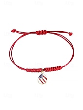 cheap Accessories-Unisex Alloy &amp; Polyester Adjustable USA Flag Bracelet, Multi-Color Patriotic Charm Rope Bracelet for America 250th Anniversary, Independence Day, Casual Wear, Travel and Vacation Styling