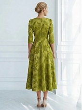 billige Cocktailkjoler-A-linje Ankellengde Te-lengde Formell kjole Cocktailkjoler Elegant 3/4 ermer V-hals Bryllup Formell Sateng Jacquard med Dusk