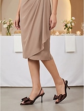 Недорогие Мать невесты/жениха-Женские фиолетовые босоножки на высоком каблуке с бантом для гостей на свадьбе — элегантные босоножки с ремешками, идеально подходящие для мам, посещающих городские свадьбы.