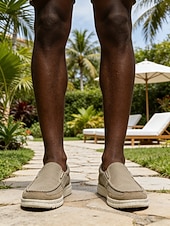 economico Uomini-mocassini slip-on in tela da uomo, leggeri e traspiranti, comode scarpe da resort all'aperto per viaggi, passeggiate e abbigliamento casual