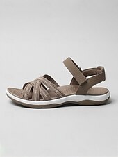 economico Sandali Comodi-sandali da passeggio leggeri da donna grigi, comodi sandali sportivi con cinturino regolabile per escursionismo, viaggi, spiaggia &amp;abbigliamento estivo quotidiano