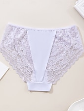 cheap Panties-Women's Panties Lace Elastic WaistNightwearSpandex Nylon Casual Solid Colored Fashion Cute Black White Red Navy Blue Spring &amp; Summer