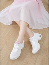 baratos Ténis de Dança-Women's White Jazz Dance Sneakers - Lightweight Kids &amp; Teens Practice Shoes for Hip-Hop, Jazz &amp; Street Dance