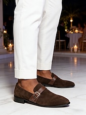 abordables Hommes-Mocassins à boucle en daim pour homme, chaussures habillées classiques à enfiler, idéales pour les soirées de villégiature, les cocktails au coucher du soleil, les mariages sur la plage, les dîners de fêtes et les vacances de luxe, dans un style chic et d