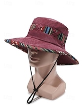 Χαμηλού Κόστους Αξεσουάρ διακοπών-Ανδρικό καπέλο bucket από μείγμα βαμβακιού σε μποέμ στιλ με έθνικ σχέδια, πολύχρωμο σχέδιο – ιδανικό για καθημερινή χρήση και ταξίδια διακοπών