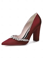 cheap Bride-Women's Nude Chunky Heeled Wedding Shoes with Crystal Detail - Elegant Bridal Heels for Garden Weddings