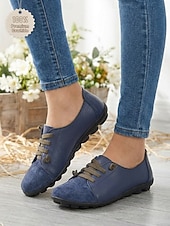 preiswerte Damenschnürschuhe-Dunkelblaue Damen-Loafer aus echtem Leder mit Gummiband – lässige Slipper mit weicher Gummisohle für Alltag und Reisen