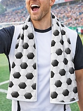 preiswerte Zubehör-Sport-Kühltuch aus Polyester mit Fußballmuster für Herren, ideal für Fußballtraining, Spieltage, Fanunterstützung, Fitnessstudio und Fitness.