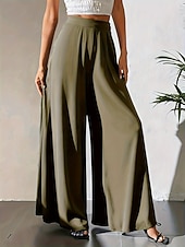  Жен. Штаны Летние штаны Мешковатые брюки Повседневные брюки Отпуск Винтаж Мода Полная длина Завышенная Полотняное плетение Карман Эластичная талия Широкие Легкость Мягкий Удобный Слабоэластичная
