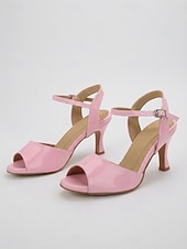 abordables Zapatos de baile latino-Zapatos blancos de baile latino para mujer con correa en el tobillo, tacones profesionales de salón con punta abierta para salsa y tango. &amp;Zapatillas de baile ligeras y flexibles para practicar y para