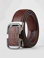 preiswerte Hochzeit ACC-Herren-Gürtel aus echtem Leder mit Krokodilmuster, schwarz &amp; braun, elegantes Accessoire für formelle und legere Anlässe wie Hochzeiten, Partys und den täglichen Geschäftsalltag