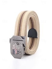 זול אביזרים-חגורת פוליאסטר מתכווננת לגברים עם אבזם דגל אמריקאי, חגורת מותן פטריוטית רב-צבעונית לאירועי יום השנה ה-250 לארה"ב, יום העצמאות, טיולים, חופשות ולבוש ספורטיבי קז'ואל