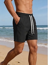 economico Pantaloncini casual-Per uomo Pantaloncini Waffle Shorts Pantaloncini casual Tasca Elastico in vita Semplice Trama Comodità Traspirante Sopra il ginocchio Casuale All'aperto Spiaggia Vacanza Moda Nero Bianco