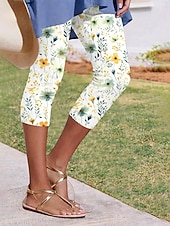 economico Stampa Floreale-Per donna Chinos Leggings Vacanza Moda Streetwear Lunghezza al polpaccio Vita AltaPantsGiorno dell'indipendenza americana Floreale Grafico Comodità Morbido Confortevole Elasticizzato Quotidiano
