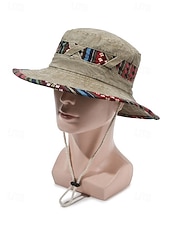 Χαμηλού Κόστους Αξεσουάρ διακοπών-Ανδρικό καπέλο bucket από μείγμα βαμβακιού σε μποέμ στιλ με έθνικ σχέδια, πολύχρωμο σχέδιο – ιδανικό για καθημερινή χρήση και ταξίδια διακοπών