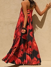 economico Abito Floreale-Per donna Abito lungo maxi Vestito da Festa Abito a corsetto Abito da Cocktail Elegante Moda Moderno Festa serale Feste Occasione speciale Vestibilità regolare Floreale Senza Maniche Senza Spalline