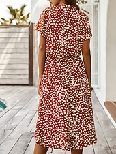 billige Uformelle blomsterkjoler-Dame Midikjole Uformell kjole Floral kjole Elegant Mote Moderne utendørs Feriereise Ut på byen Normal Blomstret Kortermet V-hals Blå Hvit Gul Navyblå Sommer Vår