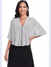 cheap Cape-Women's Wrap Shrug Mother's Wraps Bridal's Wraps Wedding Guest 's Wraps Elegant Ladies Formal Style Sleeveless Chiffon Wedding Wraps With Pure Color For Daily Summer