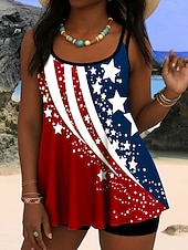 levne Tankiny-Dámské Plavky Tankini 2 ks Odvážné Plavky Zaštíhlující Vysoký pas Štíhlý Volná záda prázdniny Oblečení na pláž Grafika Kašmírový vzor Kulatý Bez rukávů Plavky