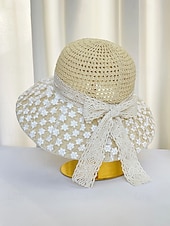 cheap Women's Hats-Women's Boho Woven Sun Hat with Bow, Lightweight Wide Brim Summer Beach Cap for Casual Wear, Travel, Vacation, Resort and Outdoor Leisure Styling