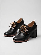 preiswerte Damenschnürschuhe-Vintage-Oxford-Pumps für Damen in Braun – klassische Schnürschuhe mit Blockabsatz und Brogue-Details, ideal fürs Büro und für die Schule. &amp;Freizeitoutfits