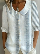 economico Bluse Floreali-Per donna Camicia Floreale Grafico Vintage Elegante Essenziale Mezza Manica Collare Peter Pan Top lunghi Quotidiano Ferie Uscire Blu Azzurro Estate Primavera