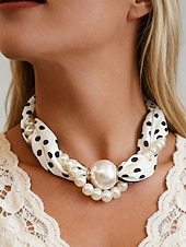 preiswerte Urlaubszubehör-Magnetische Schal-Halskette aus Polyester und Kunstperlen für Damen, modisches, mehrfarbiges Design, geeignet für Alltag, Reisen und Urlaub