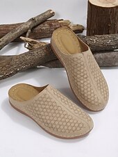 cheap Women's Clogs &amp; Mules-Women's Beige Slip-On Perforated Loafers – Comfortable Summer Shoes for Casual, Travel and Everyday Wear