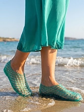 economico Donne-sandali da donna in gelatina rossa - scarpe da acqua traspiranti in rete traforata con comoda suola piatta per vacanze al mare &amp;viaggio sulle isole tropicali
