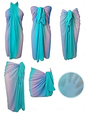 preiswerte Strandkleider-Damen Badeanzug Überwurf Wickeln Rock Bademode Gerafft Urlaub Strandbekleidung Ombre Trägerlos Ärmellos Badeanzüge