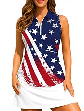  Amerikas 250. Jahrestag Tag der Unabhängigkeit Damen Nationalflagge Sporthemd Golf-Poloshirt Panzer Tennis Shirt Ärmellos Reißverschluss Blumen UPF50+ UV-beständig Hohe Elastizität