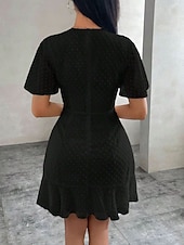 cheap White Casual Dresses-Women's Mini Dress White Dress Casual Dress Elegant Fashion Modern Outdoor Vacation Going out Regular Fit Plain Short Sleeve Crew Neck Black White Green Summer Spring