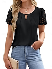 Χαμηλού Κόστους Απλή μπλούζα-Γυναικεία Μπλουζάκι Μπλουζάκι μπλουζάκι Μικρή Οπή Σκέτο Μοντέρνα Στυλάτο Κλασσικό Κοντομάνικο Στρογγυλή Ψηλή Λαιμόκοψη Κανονικά μπλουζάκια Καθημερινά Εξόδου Σαββατοκύριακο