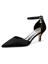 abordables Madre de la Novia/Novio-Zapatos de tacón bajo color champán para mujer con tira en el tobillo, elegantes zapatos para la madre de la novia para bodas en jardines, zapatos de vestir de punta afilada y tacón bajo para