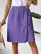 Χαμηλού Κόστους Κάτω-Γυναικεία Λινό από ψεύτικο βαμβάκι Σορτσάκια Καλοκαιρινό σορτς Διακοπές Μοντέρνα Κομψό στυλ street Μήκος γόνατος Ψηλή Μέση Σκέτο Κορδόνι Τσέπη Ελαστική μέση Άνεση Ικανότητα να αναπνέει Άνετο