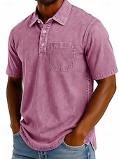 halpa Miesten klassinen poolopaita-SoftFade™ Miesten Polo-Paidat 100% Puuvillaa Happopesu Paita Rentoa Lomaa Kauluskaveri Lyhythihainen Muoti Perus Yksinkertainen Vintage Haalistunut Kesä Kevät Normaalimallinen Musta Vaaleanvihreä