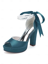economico sposa-sandali con plateau color avorio bianco da donna - eleganti tacchi da sposa con cinturini di perle per matrimoni in chiesa