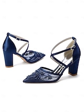 Недорогие Невеста-Женские свадебные туфли-лодочки цвета шампанского — элегантные свадебные туфли с вышивкой и массивным каблуком для свадеб в саду.