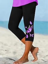 economico -Per donna Chinos Leggings Vacanza Vintage Streetwear Capri Vita Alta Farfalla Stampa Comodità Morbido Confortevole Alta elasticità Quotidiano All'aperto Vacanza Viola Fucsia Arancione Cachi Estate