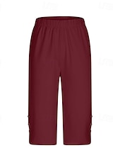  Dam Capribyxor Damasker Mysiga leggings Semester Streetwear Grundläggande Kapris Naturlig Slät Elastisk midja Bekväm Komfort Utomhus Elastisk Utomhus Semester Gata Blå Mörkgrått Kamel Svart Sommar Vår