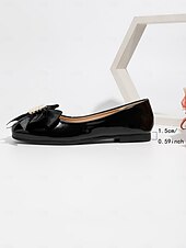 economico Madre della Sposa/Sposo-scarpe basse da donna in vernice nera con perle e fiocco - eleganti ballerine da sposa per la madre della sposa ai matrimoni in chiesa