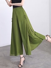 economico gamba larga e vita alta-Per donna Gamba larga Chinos Elegante Moda Streetwear Lunghezza al polpaccio Vita Alta Semplice Comodo Comodità Morbido Micro-elastico All'aperto Vacanza Streetwear Verde mela Vinaccia blu navy Nero
